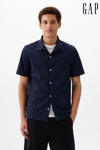 Gap Blue Resort Poplin Print Shirt in Standard Fit (K75233) | £35