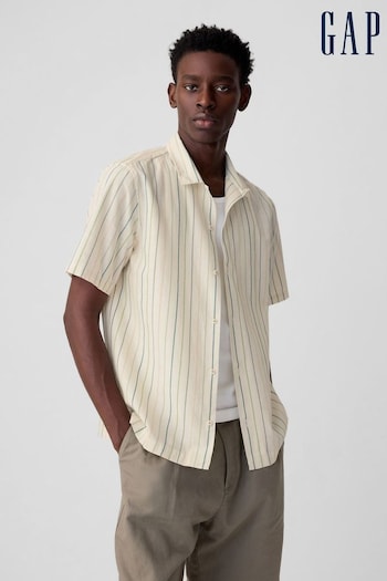 Gap Cream Jacquard Striped Short Sleeve Shirt (K75240) | £35