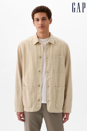Gap Natural Linen Blend Linen-Cotton Chore Jacket (K75247) | £55