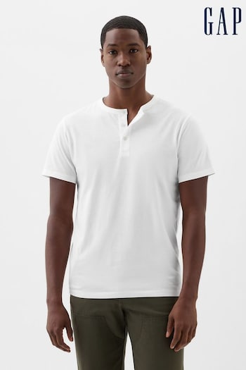 Gap White Everyday Soft Henley Short Sleeve T-Shirt (K75248) | £14