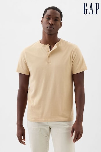 Gap Neutral Everyday Soft Henley Short Sleeve T-Shirt (K75250) | £14