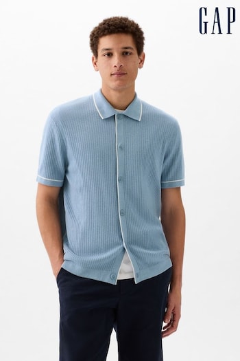 Gap Blue Ribbed Buttoned Knit Shirt (K75254) | £45