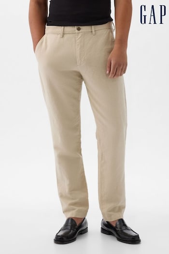 Gap Neutral Linen Blend Slim Fit Trousers Flared (K75255) | £50