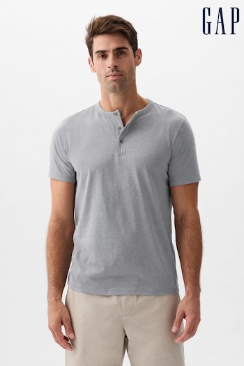 Gap Grey Everyday Soft Henley Short Sleeve T-Shirt (K75258) | £14