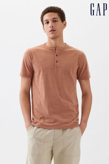 Gap Orange Everyday Soft Henley Short Sleeve T-Shirt (K75265) | £14