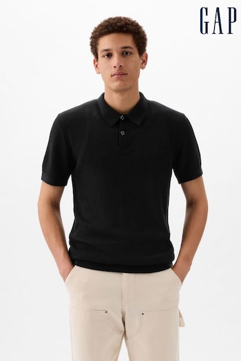 Gap Black Textured Short Sleeve Polo Lyle Shirt (K75269) | £35