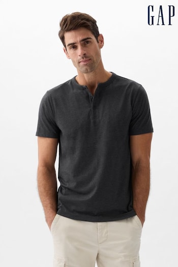 Gap Black Everyday Soft Henley Short Sleeve T-Shirt (K75271) | £14