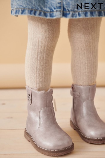 Neutral Silver Shimmer Boots (K75309) | £27 - £31