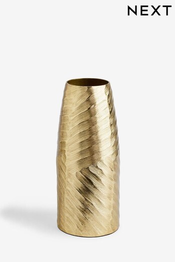 Gold Metal Textured Medium Floor Vase (K75353) | £36