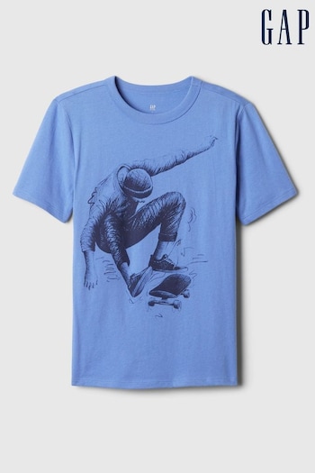 Gap Blue Short Sleeve Graphic T-Shirt (K75360) | £10