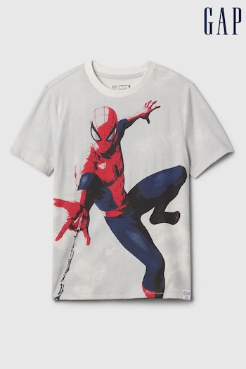 Gap White Marvel Spider-Man Short Sleeve Crew Neck T-Shirt (4-13yrs) (K75373) | £16
