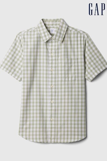 Gap Green and White Check Poplin Shirt (4-13yrs) (K75392) | £18