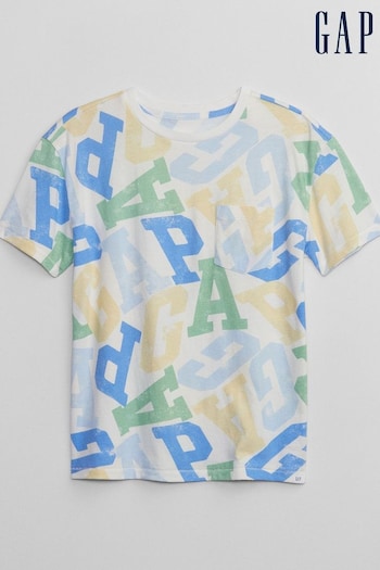 Gap White Pocket Graphic Short Sleeve Crew Neck T-Shirt (4-13yrs) (K75399) | £10