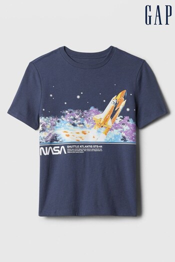 Gap Blue NASA Rocket Graphic Short Sleeve Crew Neck T-Shirt (4-13yrs) (K75403) | £14