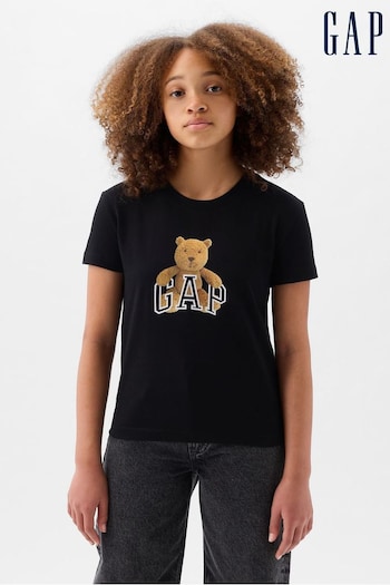Gap Black Organic Cotton Brannan Bear Logo Short Sleeve T-Shirt (4-13yrs) (K75413) | £12