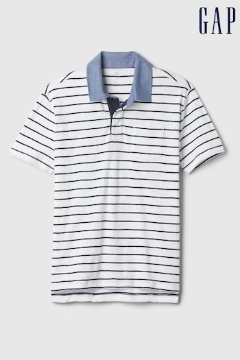 Gap White Chambray Short Sleeve regular Polo Shirt (4-13yrs) (K75425) | £14