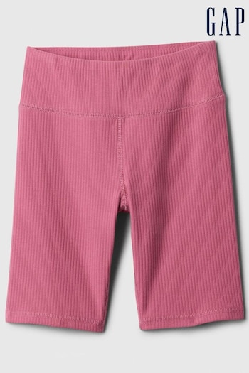 Gap Pink Ribbed Knit Pull On Bike Shorts PLEATED (4-13yrs) (K75443) | £12