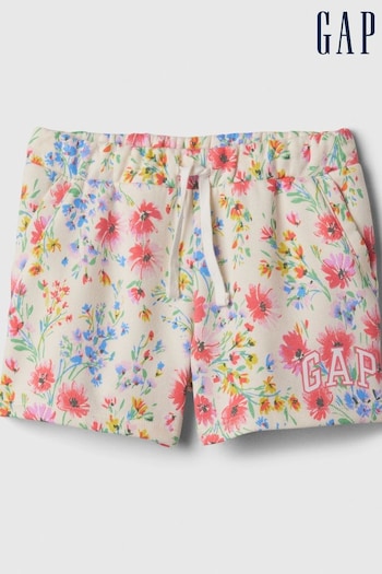 Gap Cream Floral Print Pull On Logo Jogger Shorts (4-13yrs) (K75458) | £12