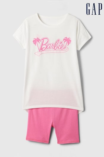 Gap White and Pink Barbie T-Shirt and Shorts Set (4-13yrs) (K75477) | £28