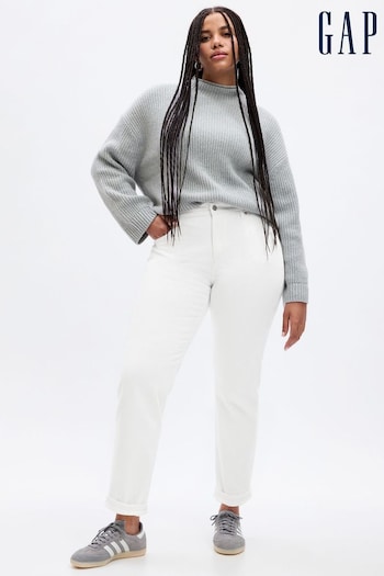 Gap White Mid Rise Relaxed Tapered Leg Girlfriend Jeans (K75576) | £60