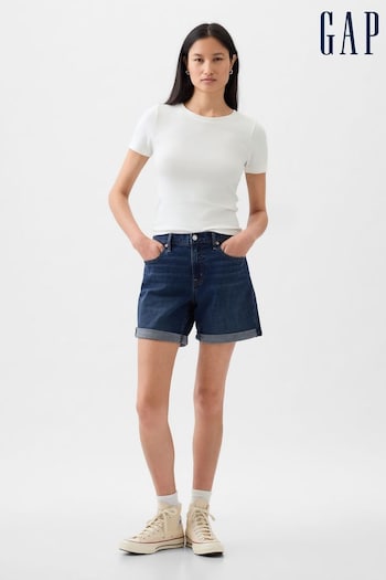 Gap Navy Blue 5" Mid Rise Denim Girlfriend Shorts (K75606) | £35