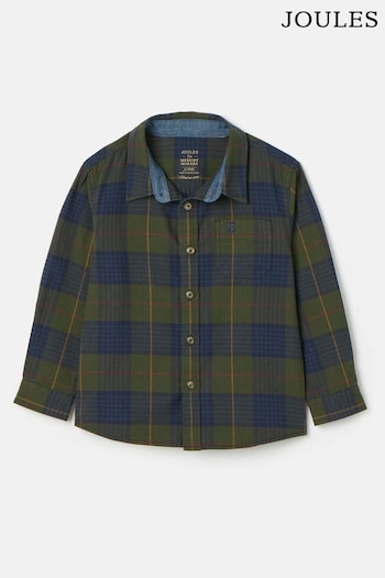 Joules Boys' Buchanan Green Checked Shirt (K75649) | £19 - £21