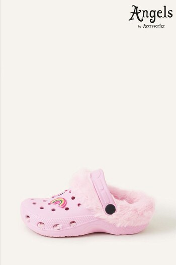 Angels By Accessorize Girls Pink Charm Faux Fur Clogs (K75652) | £12 - £13