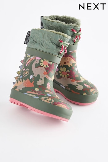 Green Dinosaur Cuff Wellies (K75713) | £17 - £19