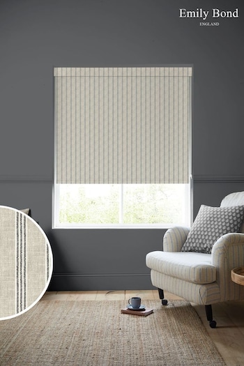 Emily Bond Charcoal Grey George Stripe Made To Measure Roller Blind (K75719) | £58