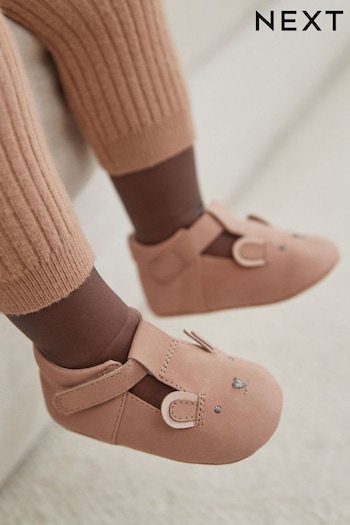 Tan Brown Bear T-Bar Baby Shoes (0-24mths) (K75778) | £11