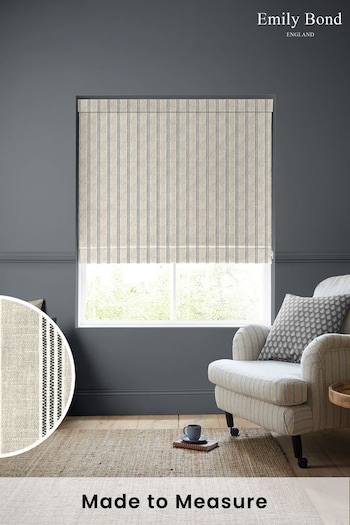 Emily Bond Charcoal Grey George Stripe Made to Measure Roman Blinds (K75783) | £79