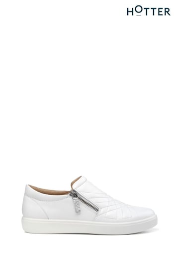 Hotter White Regular Fit Poppy Slip-Ons Zip Shoes (K75959) | £79