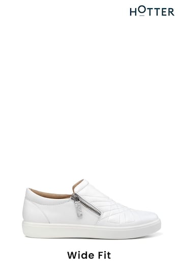 Hotter White Wide Fit Poppy Slip-Ons Zip Shoes (K75997) | £79