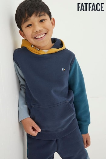 FatFace Blue Colourblock Popover Hoodie (K76036) | £22