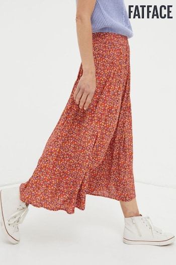 FatFace Orange Millie Gradient Floral Midi Skirt (K76042) | £46