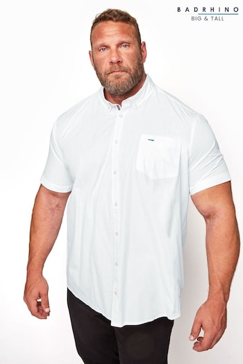 BadRhino Big & Tall White Short Sleeve Oxford Shirt (K76112) | £26