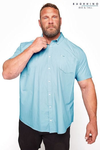 BadRhino Big & Tall Light Blue Short Sleeve Oxford Shirt (K76130) | £26