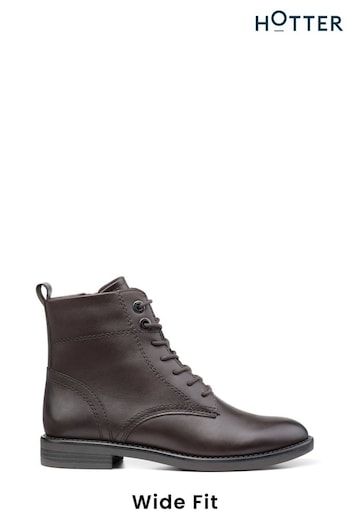 Hotter Brown Surrey Lace-Up/Zip Wide Fit Boots (K76169) | £109