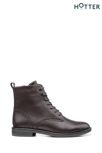Hotter Brown Surrey Lace-Up/Zip Regular Fit Boots (K76178) | £109