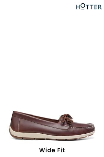 Hotter Brown Bay Slip-On Wide Fit Shoes do7226-100 (K76179) | £89