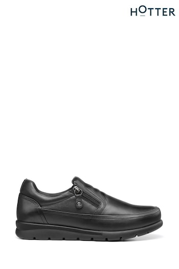 Hotter Black Motion Slip-On/Zip Regular Fit Shoes (K76188) | £89