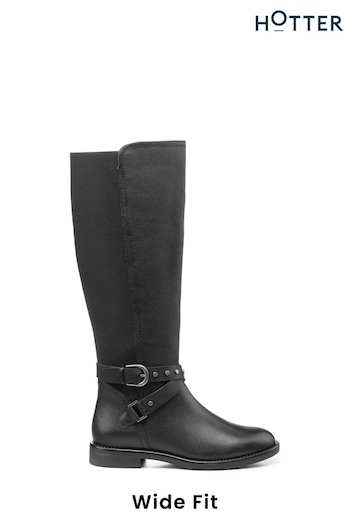 Hotter Black Dana Zip Fastening Wide Fit Boots Air (K76193) | £149