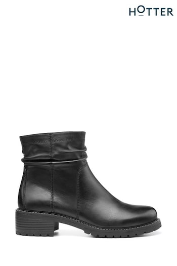 Hotter Black Brooke Zip Fastening Regular Fit strap Boots (K76199) | £119