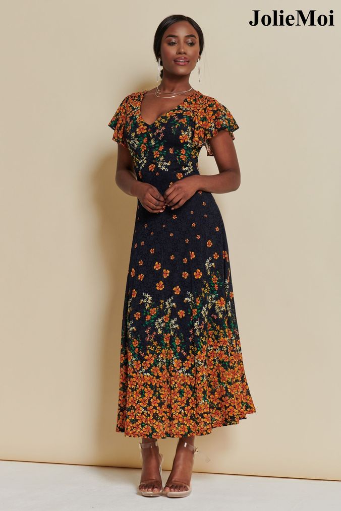 Buy Women s Orange Maxi Short Sleeve Dresses Online Next UK