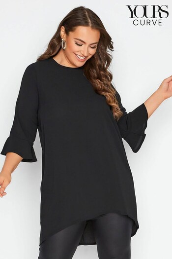 Yours Curve Black Flute Sleeve Tunic (K76253) | £29