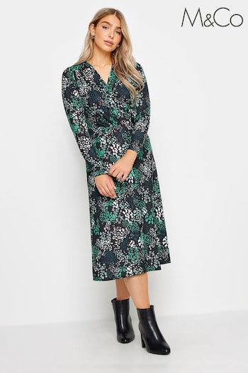 M&Co Green Long Sleeve Wrap Dress (K76261) | £39