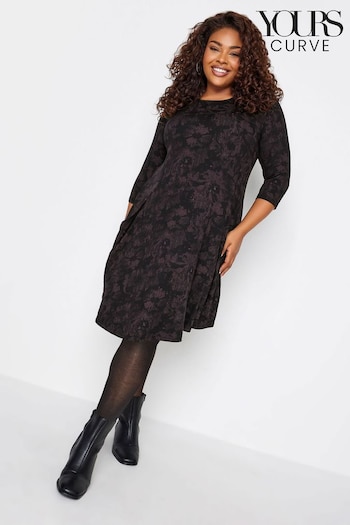 Yours Curve Black Drape Pocket Dress (K76267) | £31
