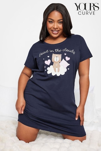 Yours Curve Blue Head In The Clouds Dipped Back Nightdress (K76268) | £19