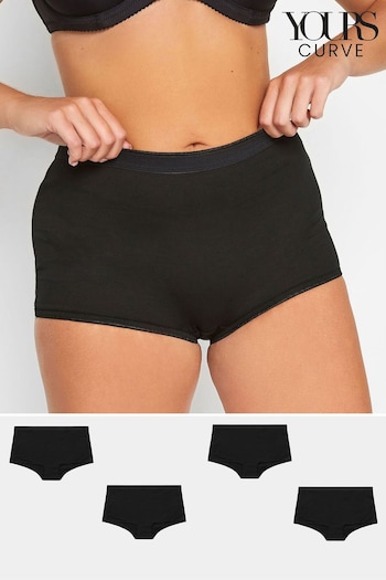 Yours Curve Black 4 Pack Cotton Stretch Shorts (K76276) | £19