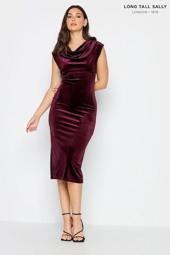 Long Tall Sally Purple Velour Bodycon Dress (K76280) | £34